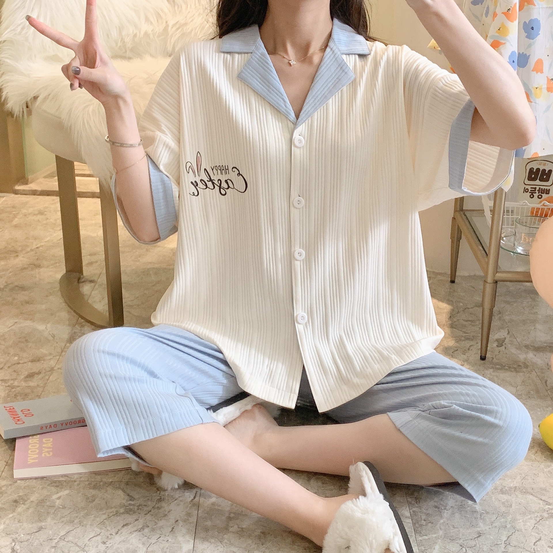 女生睡衣夏可爱图片