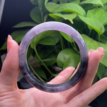 老莱福翡翠 天然缅甸翡翠a货 冰紫乌鸡手镯 玉镯子 冰乌鸡翡翠镯