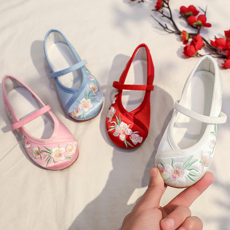 女童汉服鞋子古风儿童绣花鞋古装童鞋老北京唐装布鞋