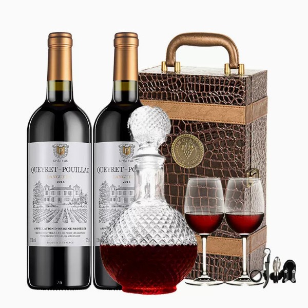 法国进口红酒2支礼盒装13度歌海娜干红葡萄酒水双支节日送礼-阿里巴巴