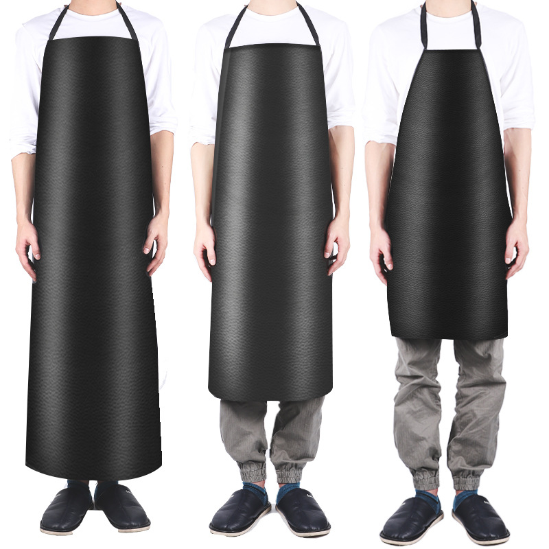 Labor Protection Apron Waterproof and Oilproof Apron Apron Kitchen and Canteen Rice Lengthened PVC Leather Apron Industrial Neck-Hanging Apron