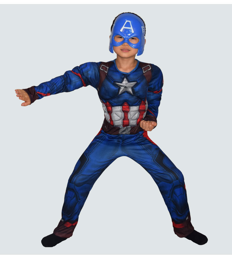 万圣节美国队长连体肌肉服cosplay英雄联盟服装美国队长盾牌
