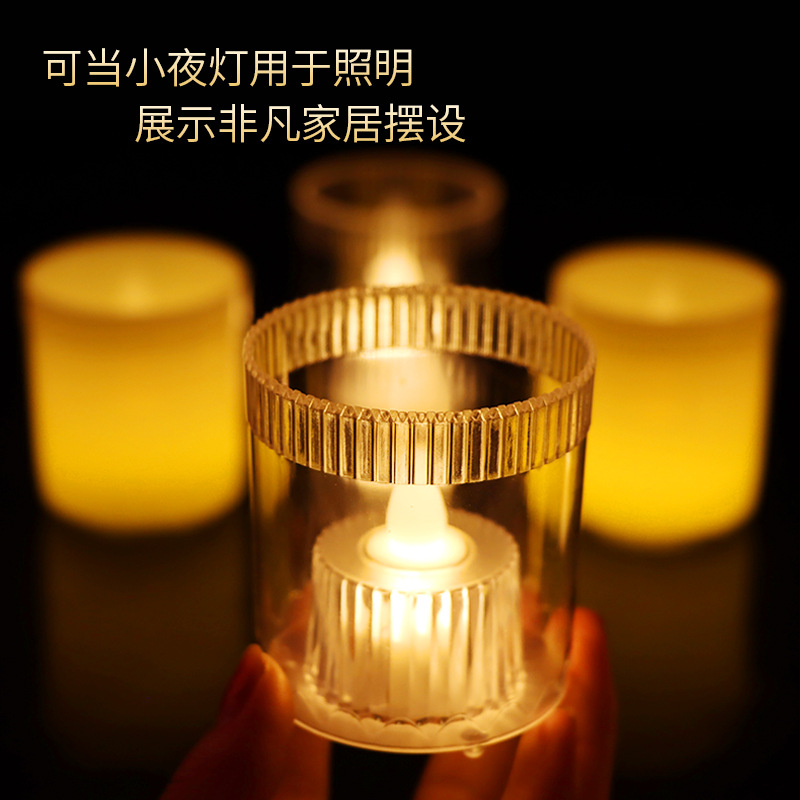 Cross-Border New Arrival LED Electronic Transparent Candle Light Small Night Lamp Bar Decoration Wedding Atmosphere Set