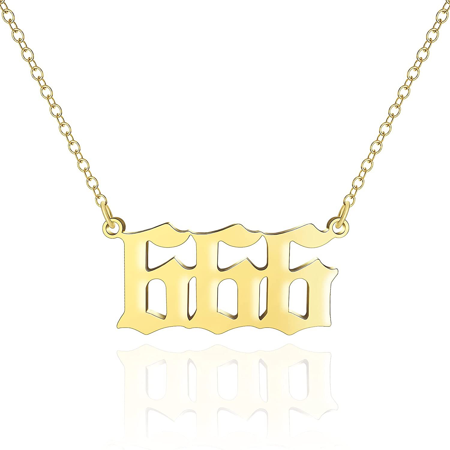 欧美亚马逊爆款 天使数字项链111-999镀金项链吊坠厂家直销