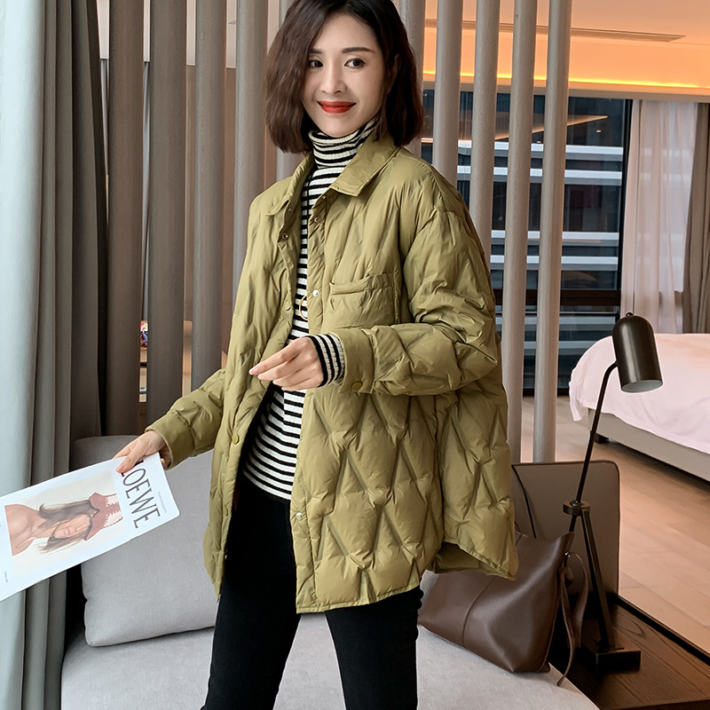 菱格轻薄羽绒服女冬欧洲站2022年新款薄款白色轻羽绒短款外套