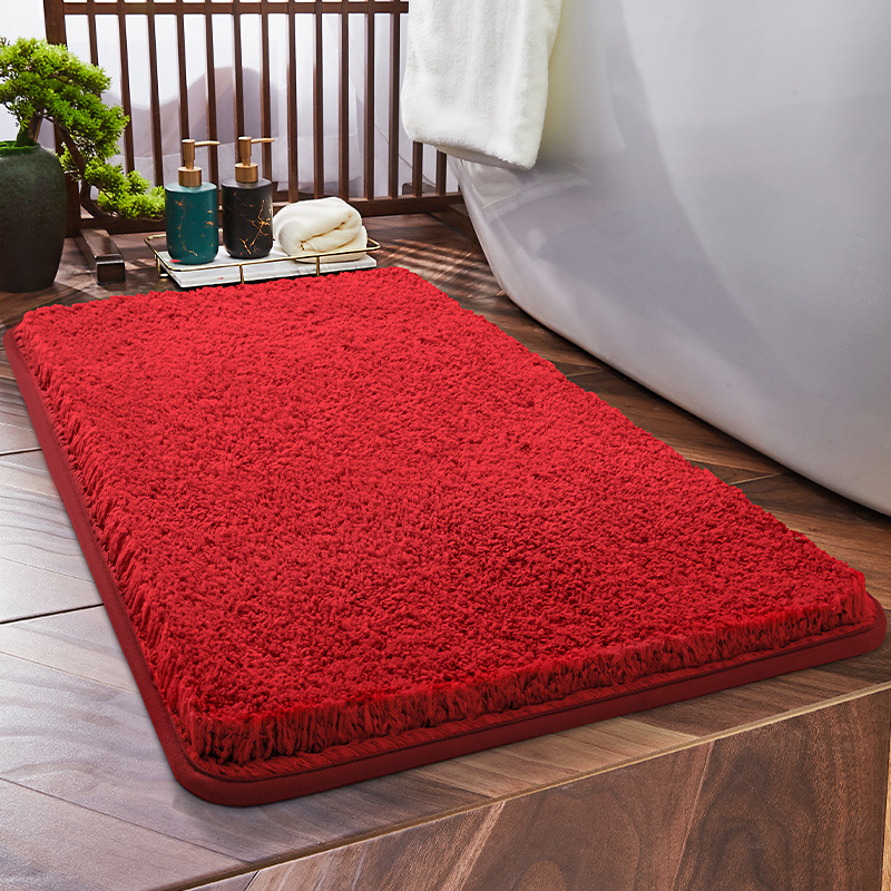 Household Bathroom Entrance Floor Mat Solid Color Simple Bathroom Water-Absorbing Non-Slip Mat Spot Cross-Border Thickened Fiber Floor Mat