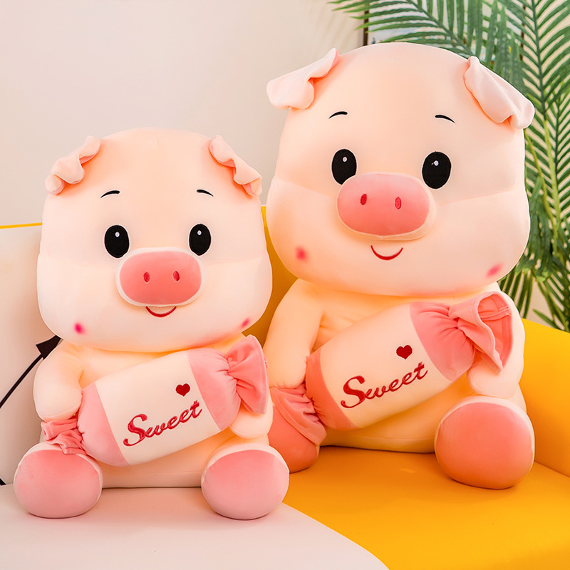 新款抖音热卖糖果猪可爱呆萌大号猪公仔毛绒玩具情人节礼物