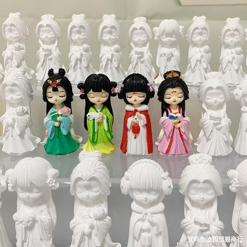 儿童手工diy石膏娃娃涂色古代四大美女彩绘画白胚坯公仔玩具女孩