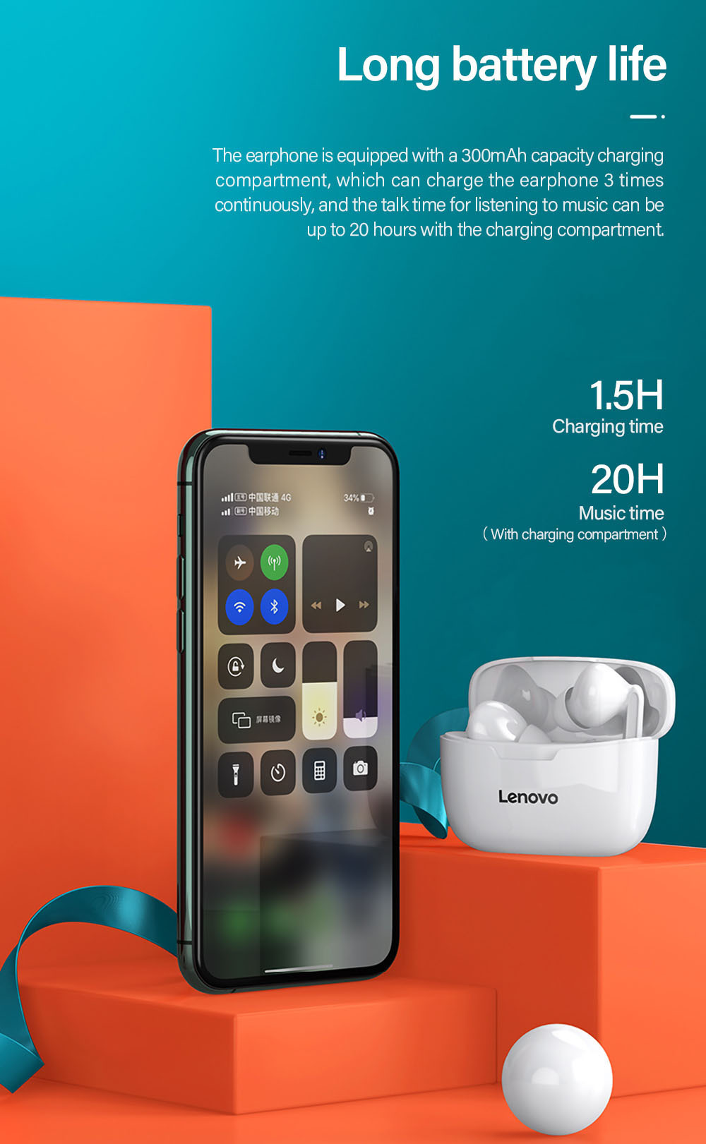 适用于lenovo联想xt90 tws无线蓝牙耳机双耳运动超长续航蓝牙耳塞