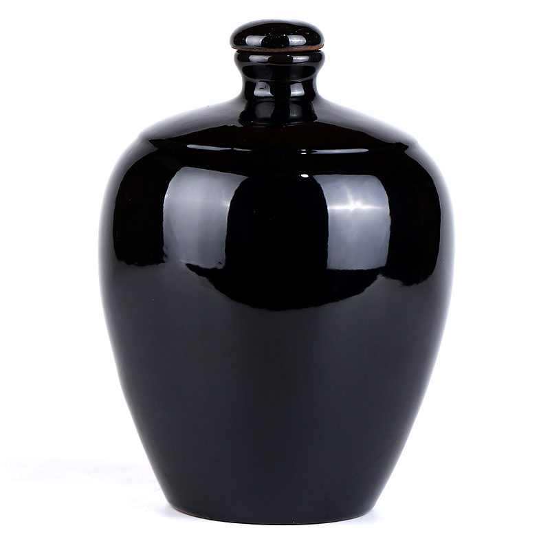 土陶黑釉酒字陶瓷酒坛酒瓶1斤2斤3斤5斤10斤装家用酒具密封瓶