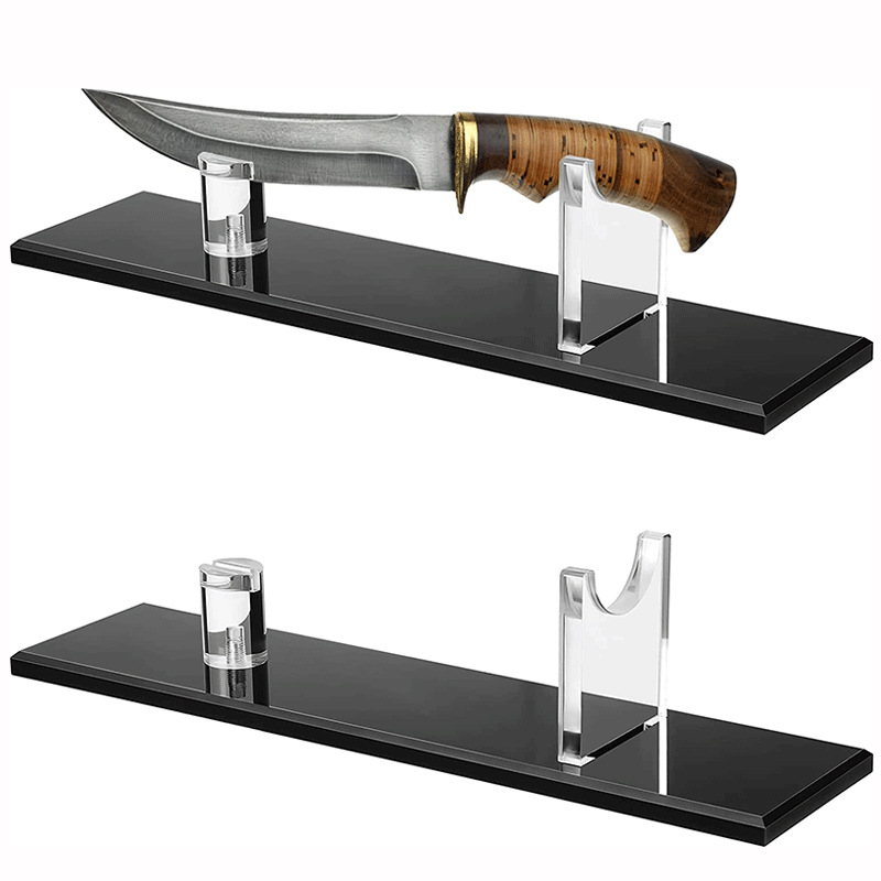 刀架亚克力小刀台式架子家居装饰用单刀架黑色底座刀具匕首展示架