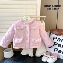 【pink】女童兔绒外套冬季新款小香风洋气时髦女宝宝加绒棉服棉衣