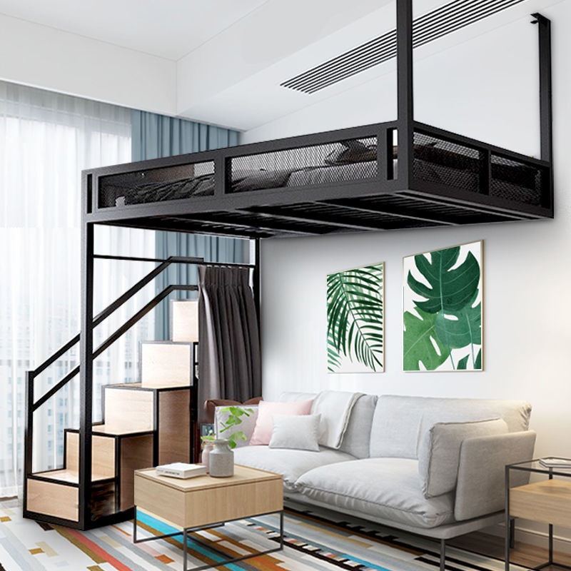 阁楼床铁艺悬挂小户型复式创意多功能省空间挂壁单双公寓架空吊床