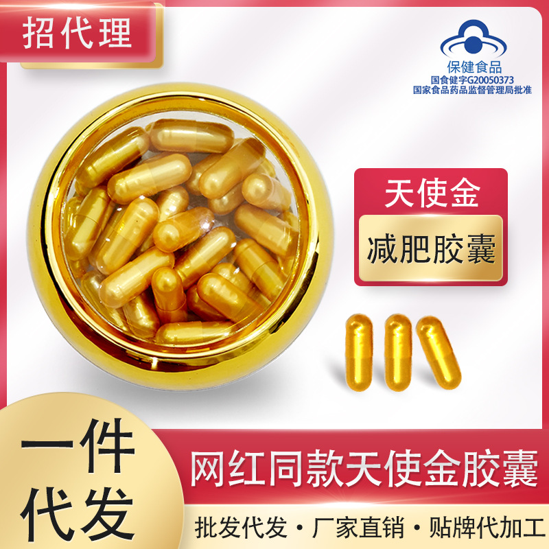 网红同款天使金减肥胶囊荷叶左旋肉碱牌一件代发