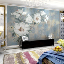 3D北欧电视背景墙纸美式田园壁纸沙发卧室壁画客厅花卉影视墙布8D