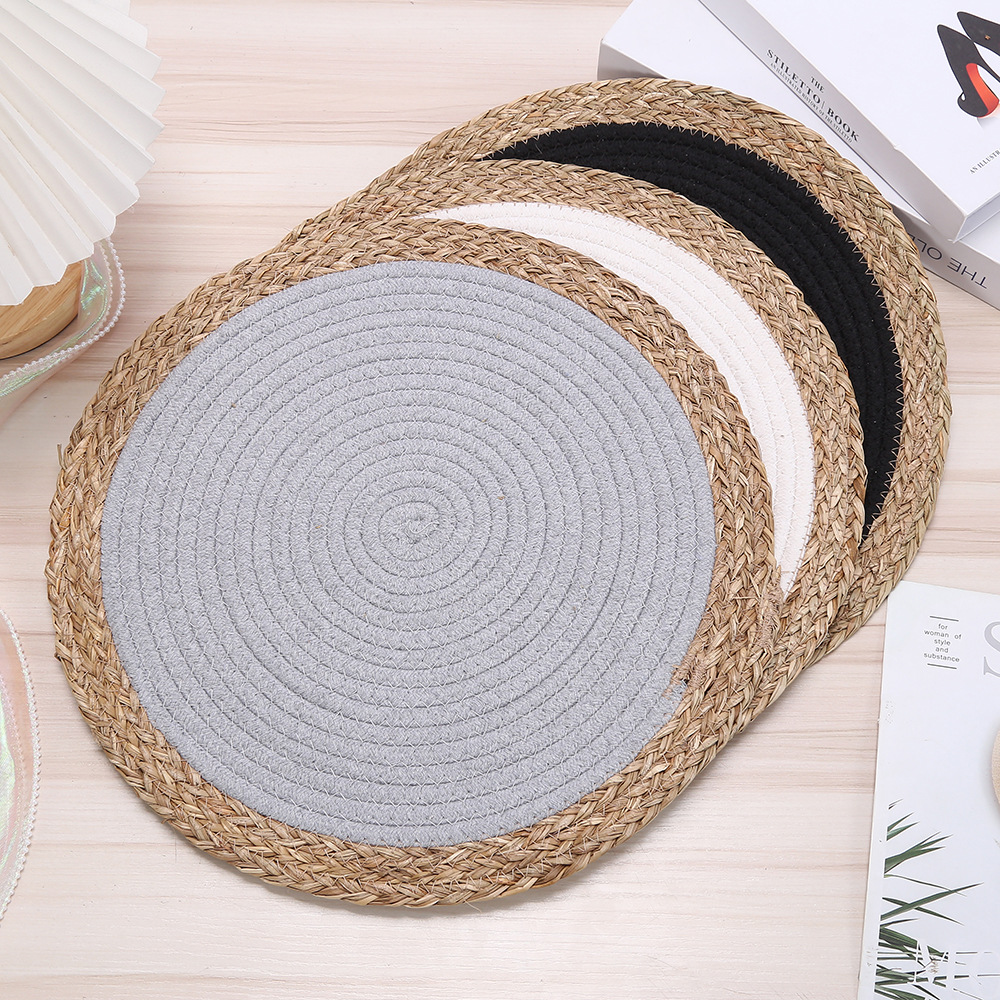 new non-slip placemat hotel restaurant decorations home table mat heat insulation protection desktop cotton rope thatch coaster