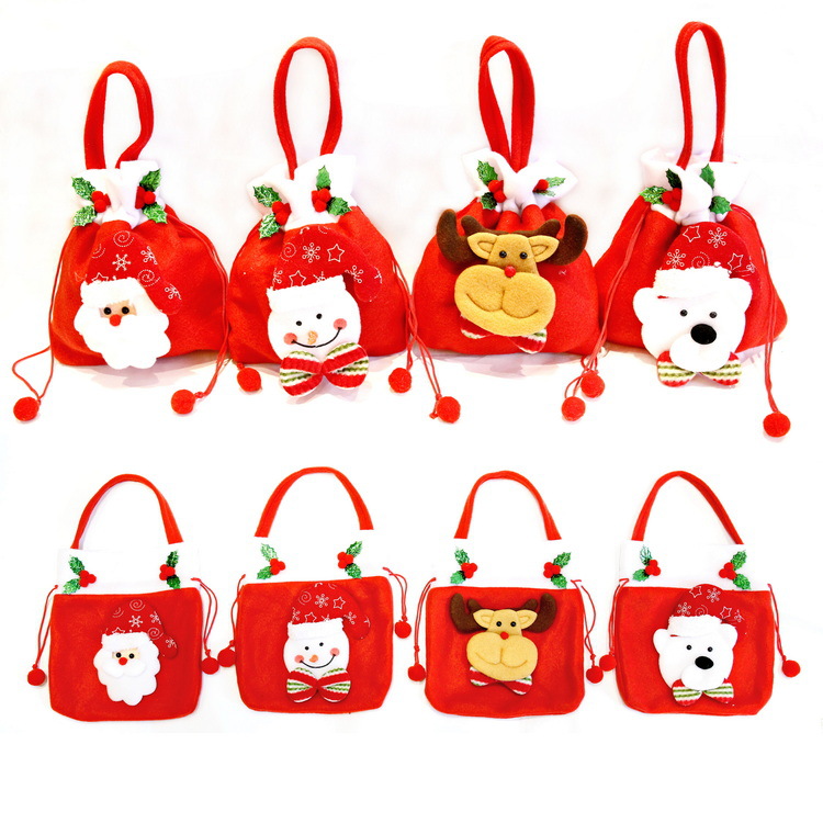 Christmas Flannel Fabric Apple Bag Guest Gift Candy Packaging Bag School Kindergarten Christmas Gift Bag