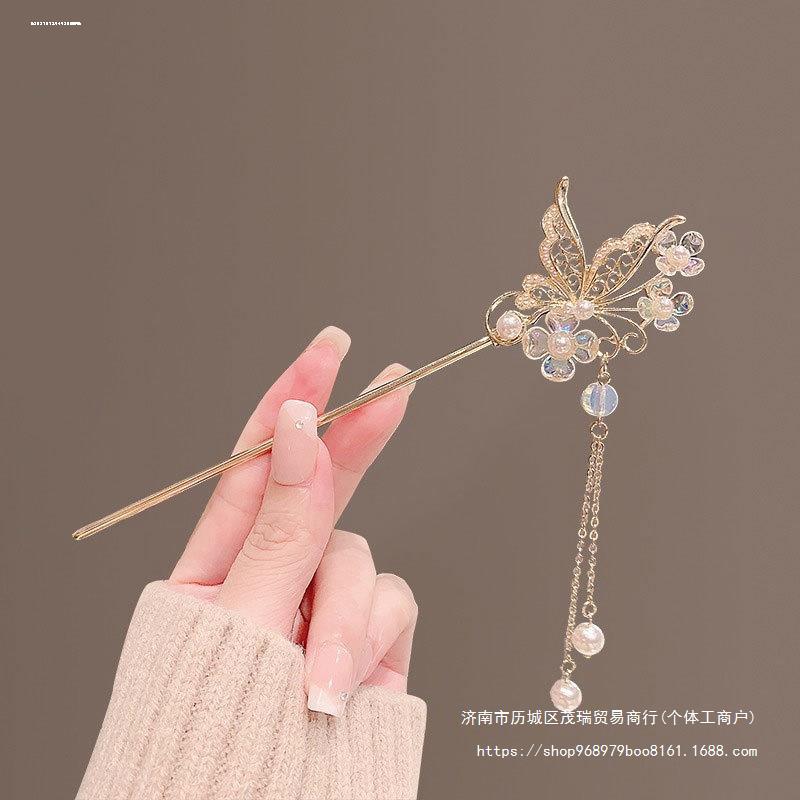 步摇古风汉服可爱发饰女童盘头发发簪中国风步摇头饰流苏发卡头饰