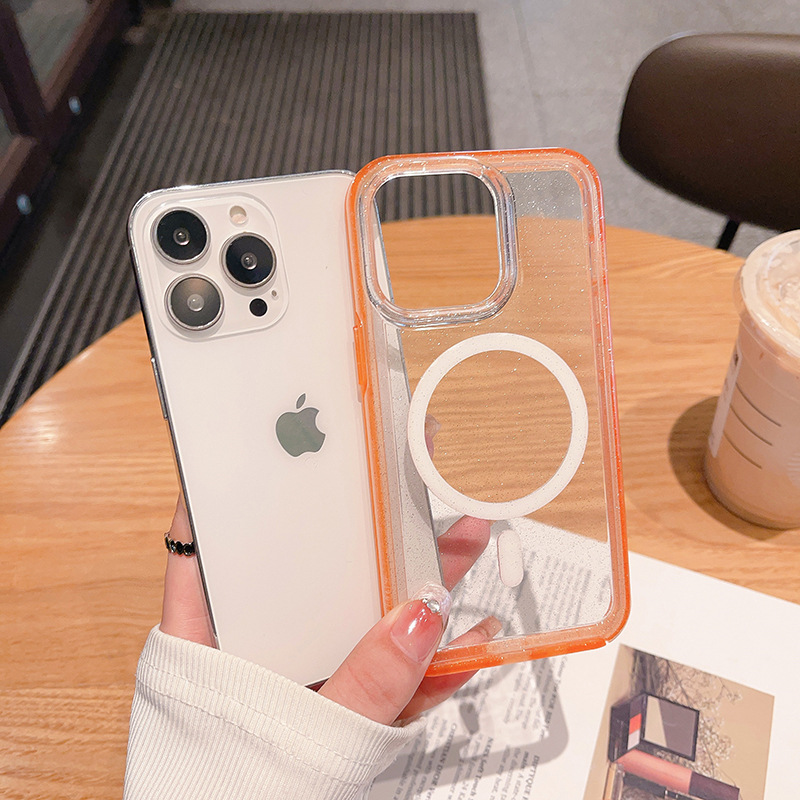 工厂otter二合一磁吸手机壳 闪粉透明 适用于iphone15 金色-阿里巴巴