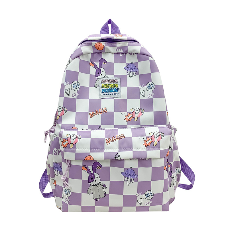 Korean Style Schoolbag Female Student Large Capacity Ins Mori All-Match Chessboard Plaid Backpack High School Junior School Backpack