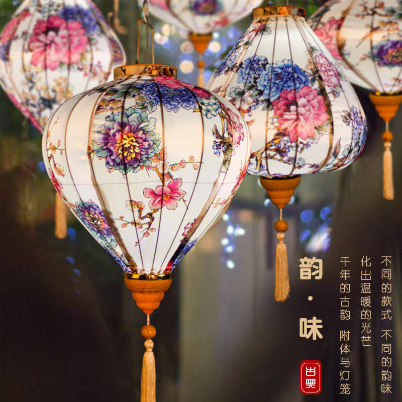 新年烫金边牡丹花灯笼古风宫灯春节婚庆户外乔迁节日装饰灯笼