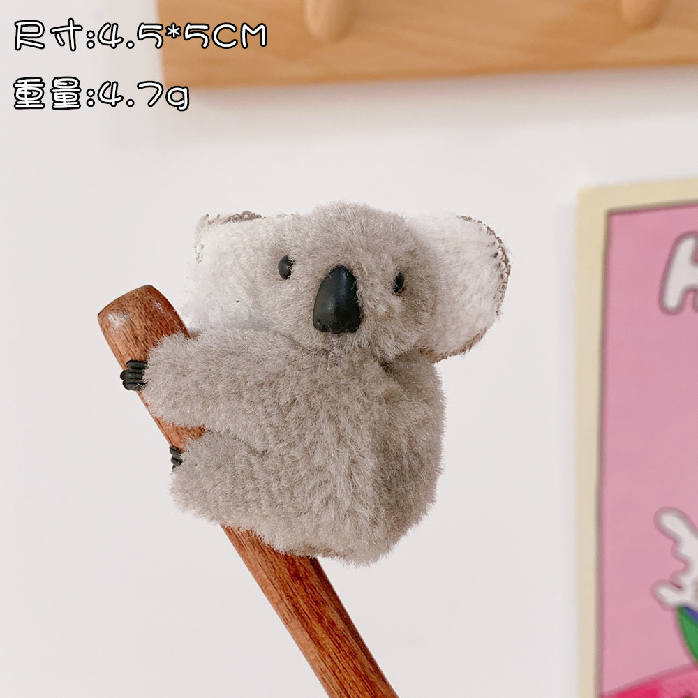 Small Kaola Hairpin Plush Stereo Brooch Autumn and Winter Cartoon Cute Koalas Fringe Clip Side Clip Hairware