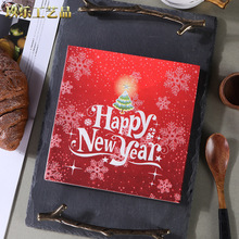 新年快乐现货新款一次性印花餐巾纸面巾纸手帕纸派对木浆纸巾批发