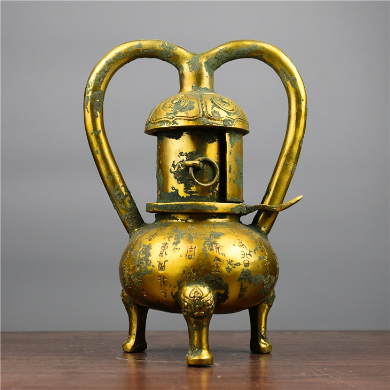 广州鎏金三足灯汉代灯具摆件中式样板间客厅复古饰品海外礼品采购