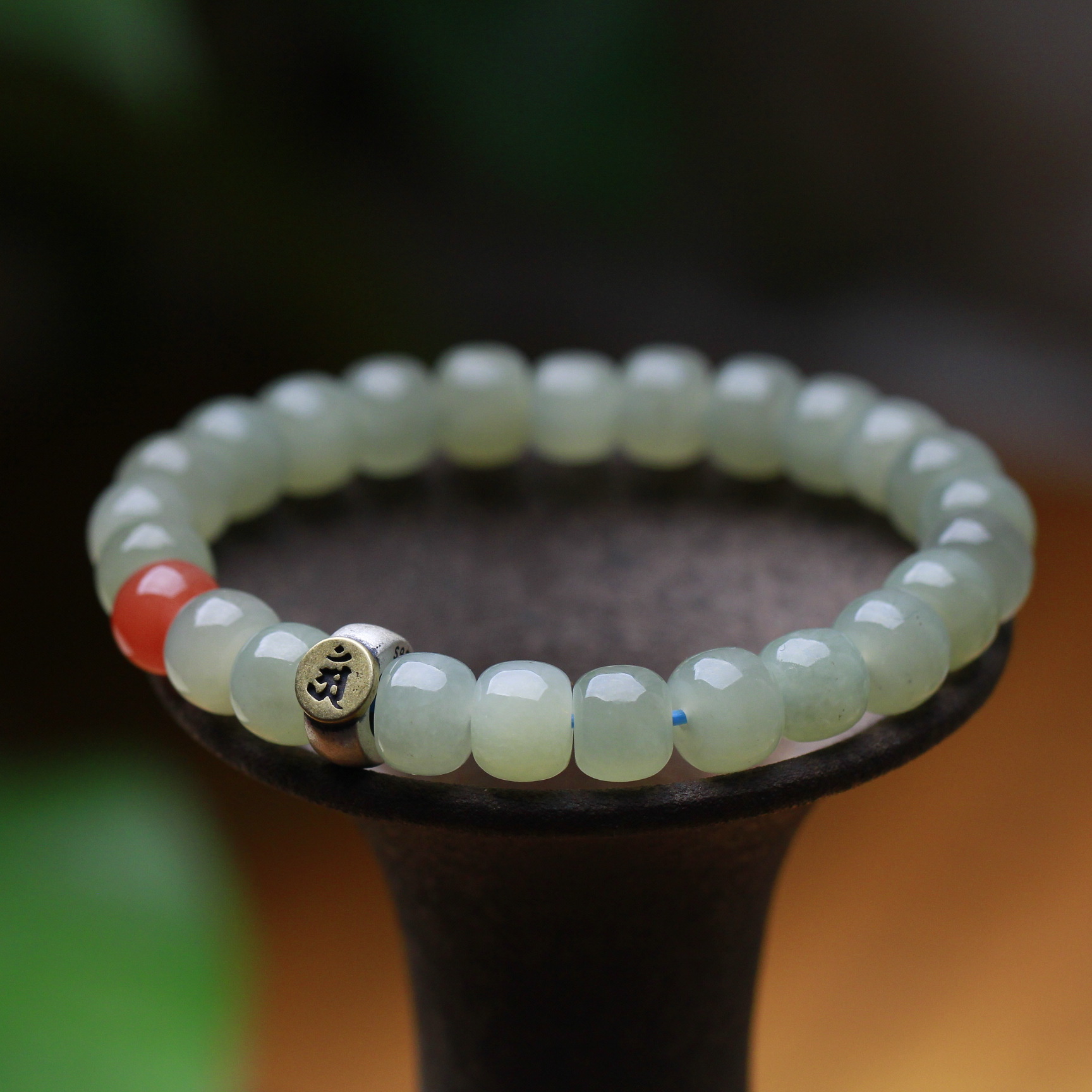 天然和田玉手串晴水老型珠搭配南红玛瑙八大守护神生肖本命年手链