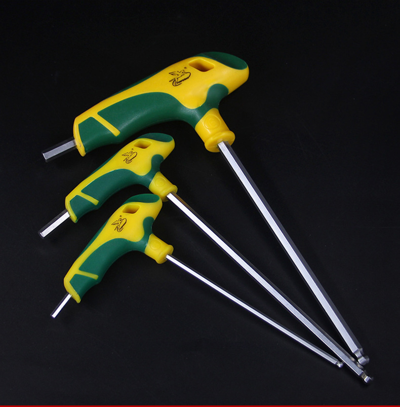 飞豹工具t型内六角扳手 双色柄内六角扳手l型扳手 球头内六角扳手