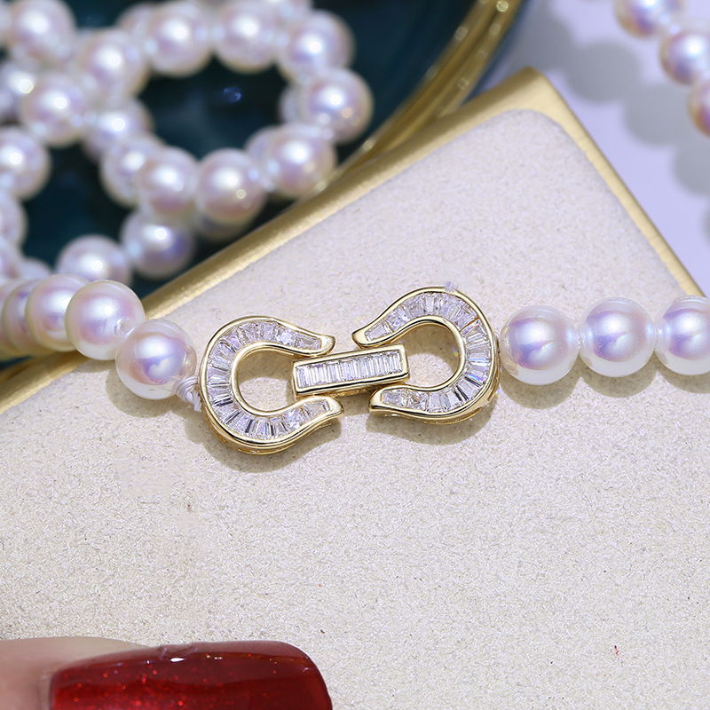 diy饰品配件s925纯银t方锆石珍珠项链单排扣双排三排手链毛衣链扣