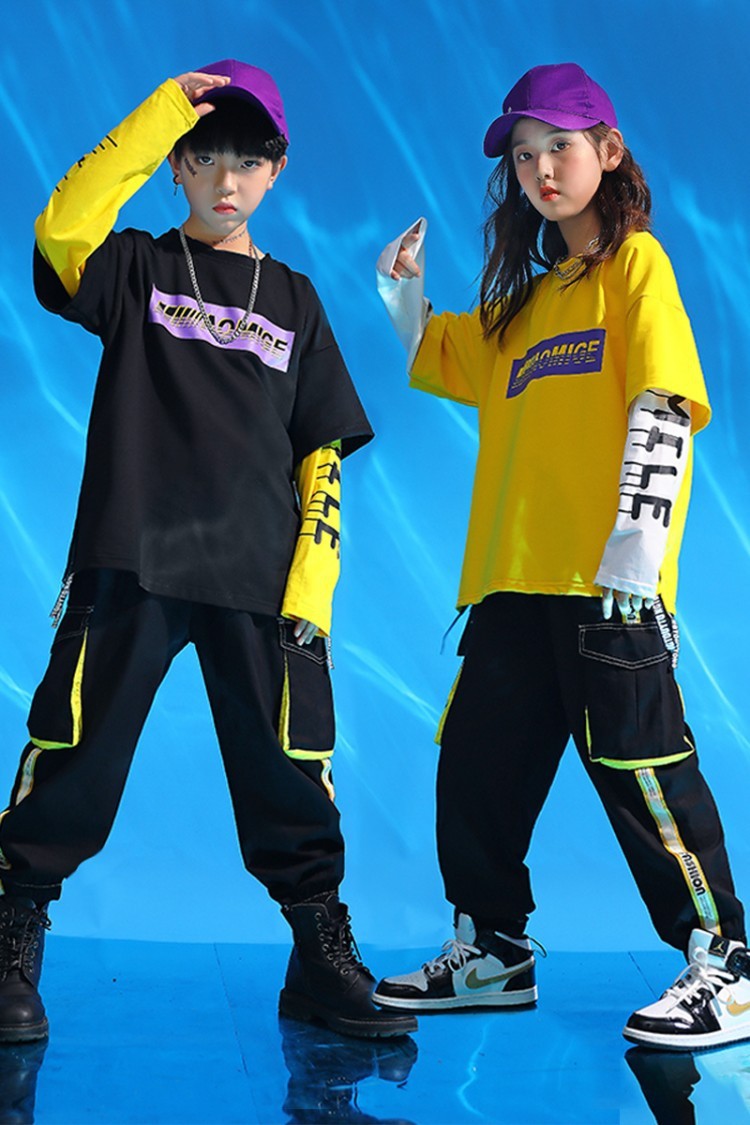 儿童街舞演出服装小学生啦啦队舞蹈服春秋季运动会开幕套装两件套