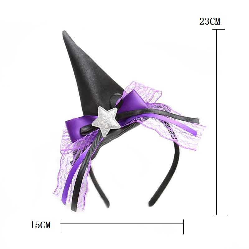 Zilin Cross-Border Halloween Party Headdress Dress up Children's Adult Headband Cone Hat Head Buckle Witch Hat Headband