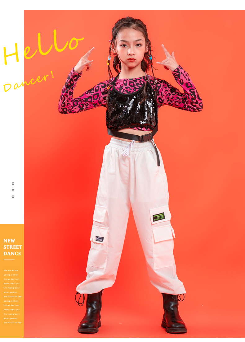 儿童爵士舞服装女童露脐上衣少儿jazz表演出服韩版潮嘻哈街舞套装