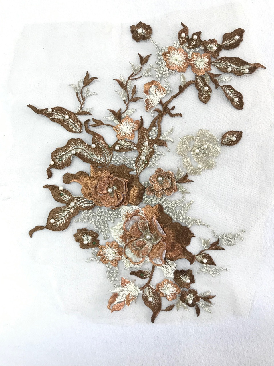 立体花朵钉珠网纱刺绣 蕾丝亮片布贴补丁衣服装饰料diy手缝辅料