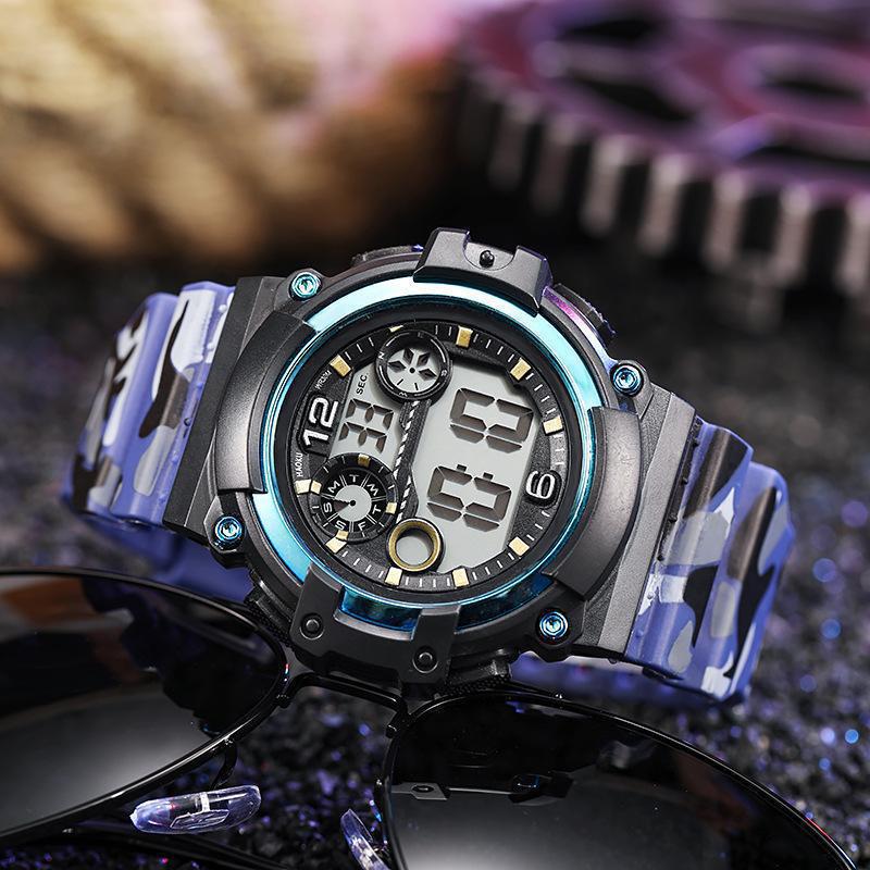 Foreign Trade Multi-Functional Sports Electronic Watch Trendy Teen Student Outdoor Drop-Resistant Waterproof Camouflage Mechanical Watch