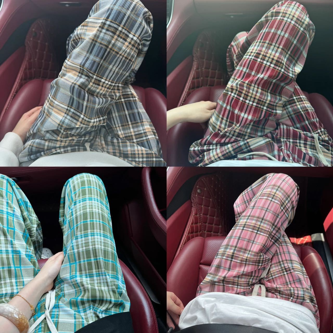 格子裤女夏季薄款冰丝螺纹高腰抽绳垂感拖地阔腿裤凉感休闲裤批发