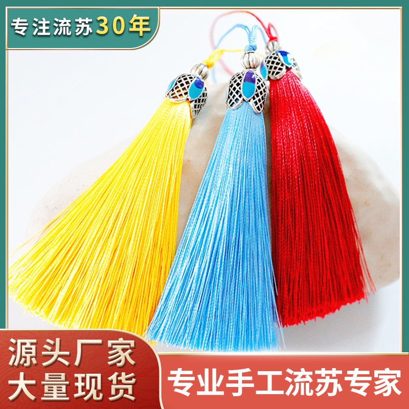 wholesale cloisonne tassel tassel ice silk ear clothing mobile phone ornaments bookmark hanging ear phone case pendant