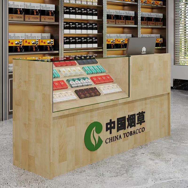 超市香烟柜台展示柜便利店烟架钢化玻璃烟柜收银一体展示烟草柜台