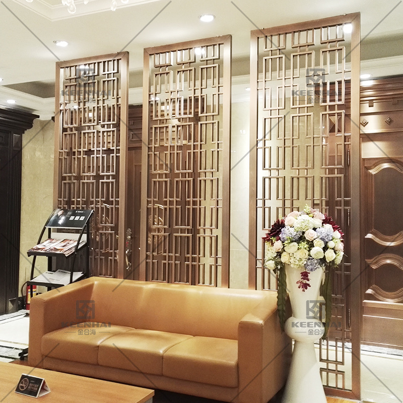 餐厅不锈钢活动屏风 门店玄关隔断 轻奢北欧 304不锈钢镂空背景墙