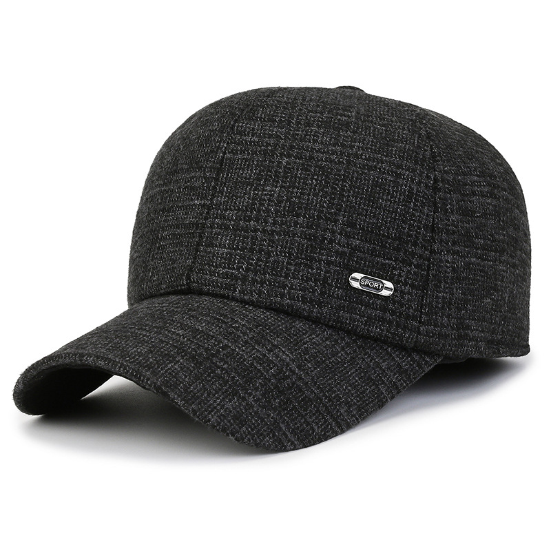 New Autumn and Winter Men's Hat Men's Simple Warm Peaked Cap Outdoor Baseball Cap Middle-Aged and Elderly Thickened
