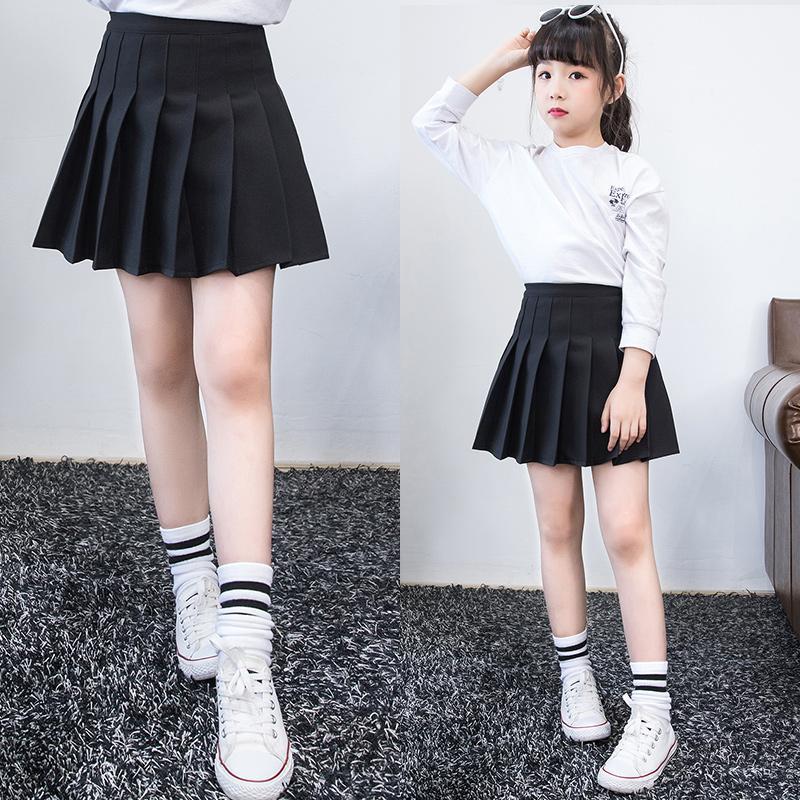 中大童短裙女孩夏天裙子春秋洋气女童半身裙百褶裙儿童a字迷你裙