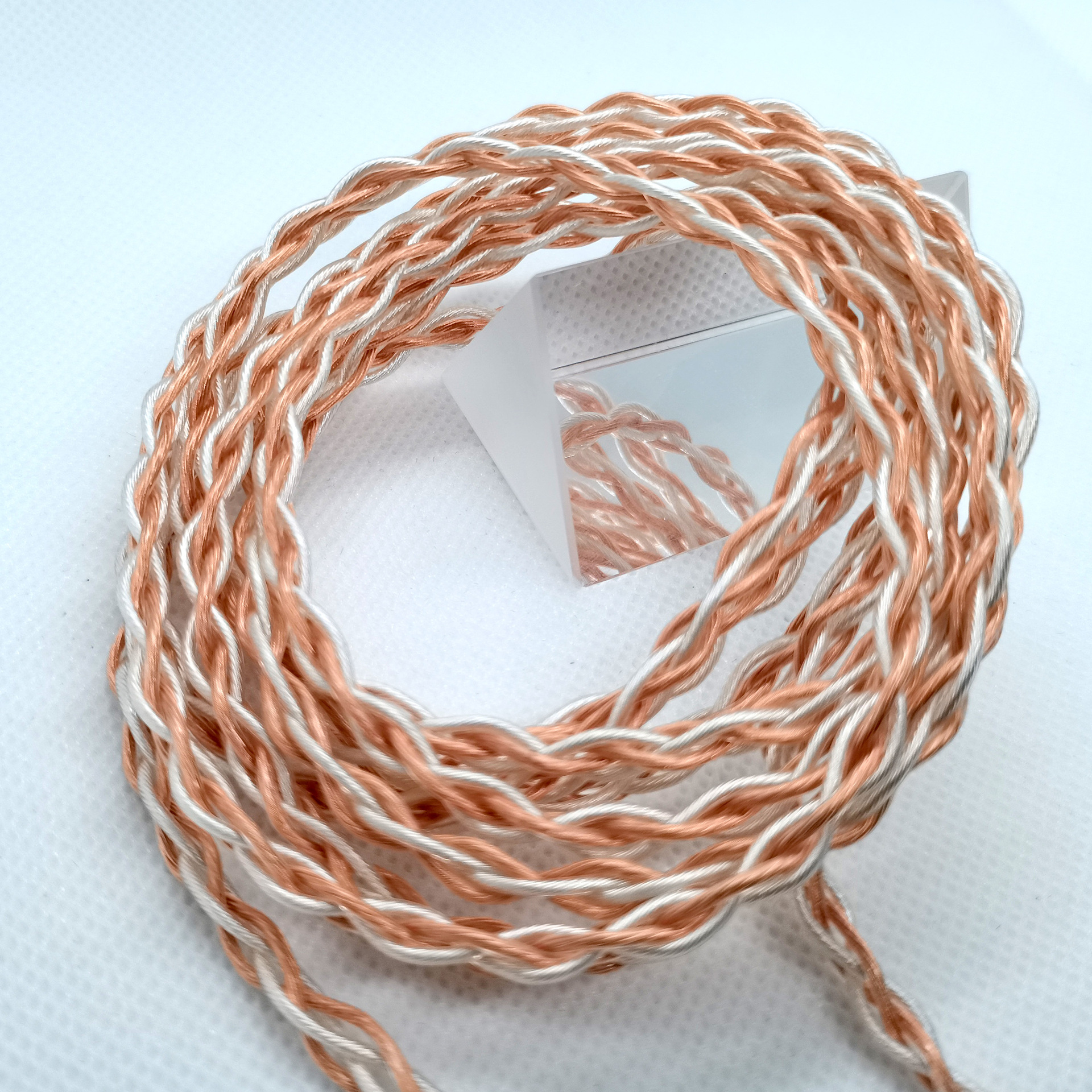 tpu柔软无氧铜镀银耳机线4股铜银麻花编织diy耳机升级线音频线材