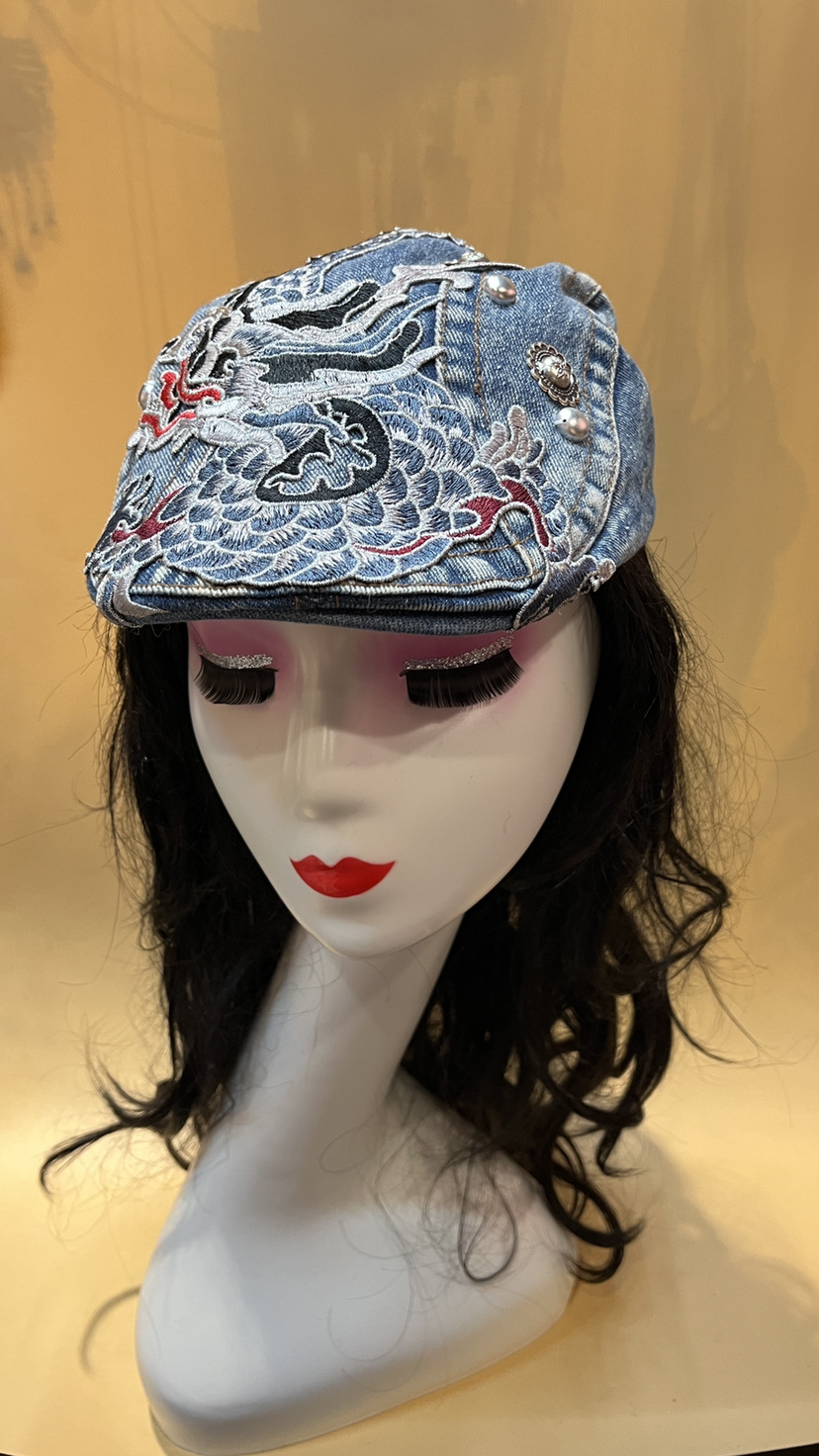 女款四季新款民族风刺绣花飞龙帽子女牛仔鸭舌帽遮阳