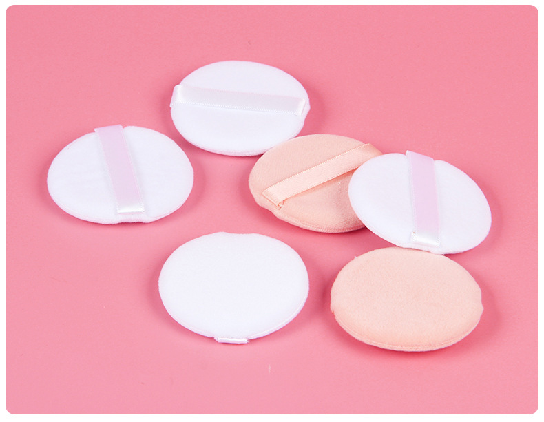 柔软纯棉压制植绒粉扑美妆工具植绒化妆粉扑圆形定妆散粉扑批发