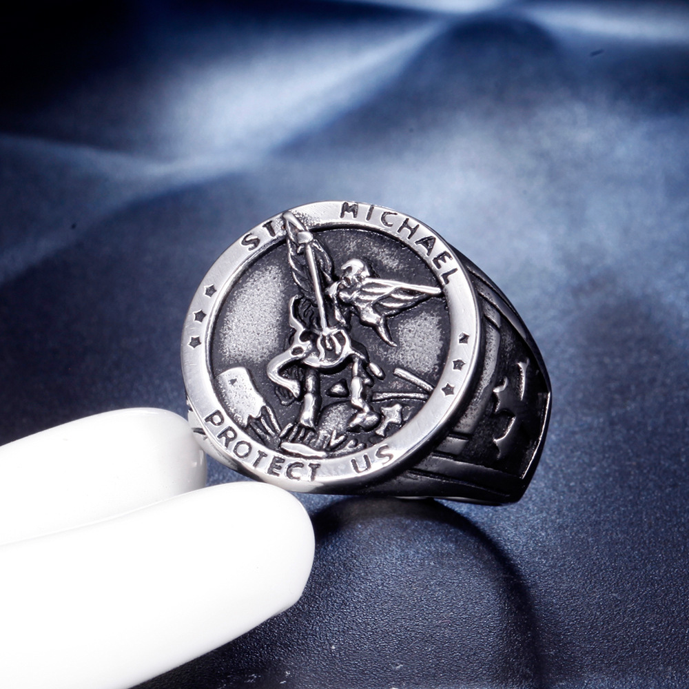 欧美热销圣战天使天主教圣战戒指 十字军戒指霸气个性指环