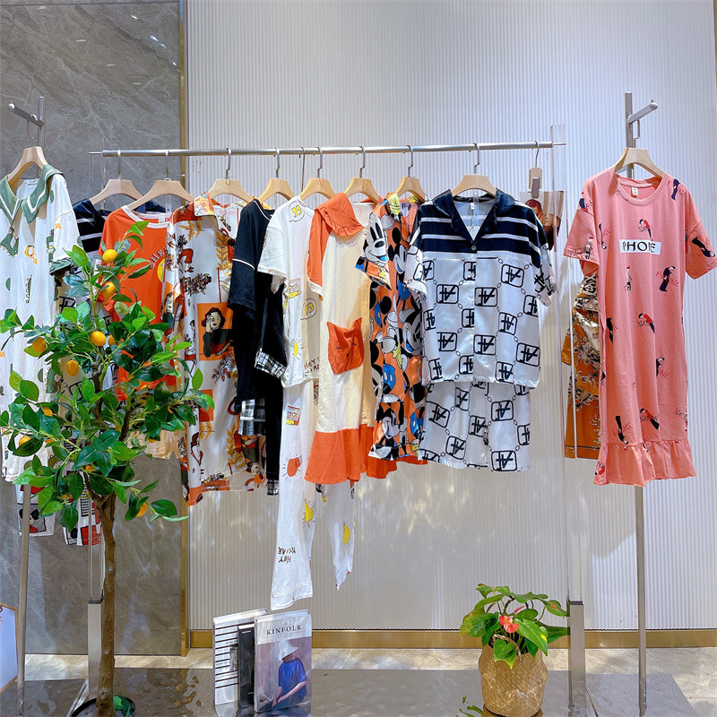 夏薄款棉纱均码居家涤棉家居服睡衣实体店直播间品牌折扣女装批发