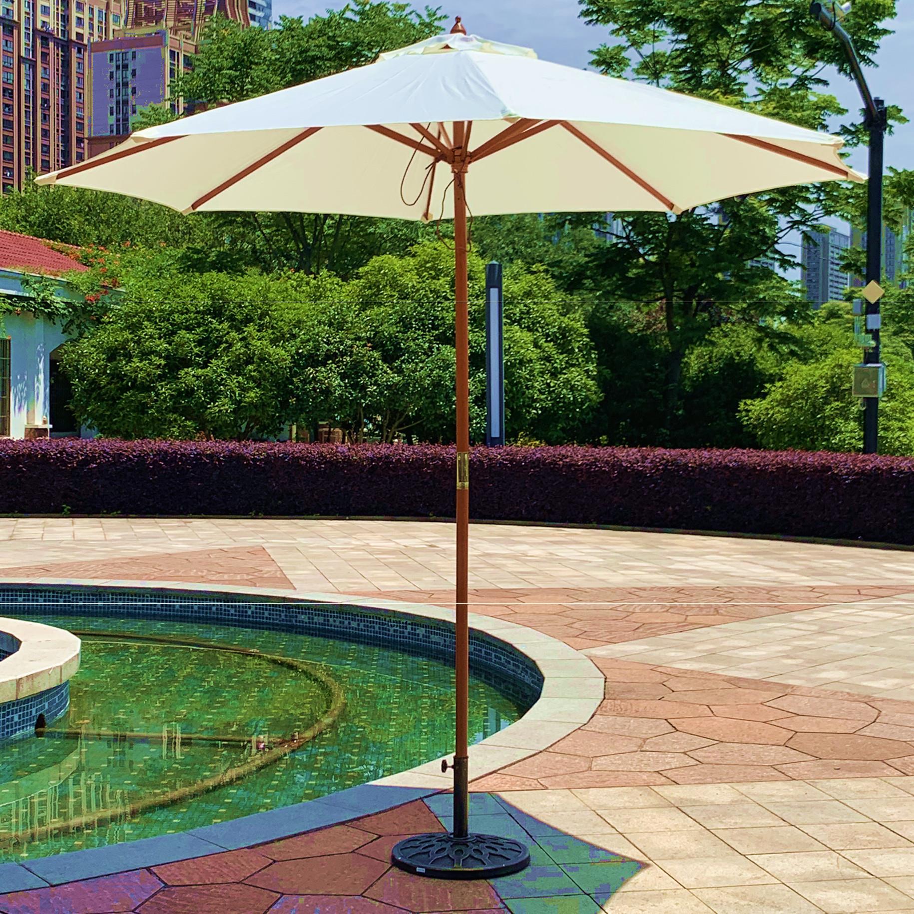 户外休闲木杆伞遮阳伞 折叠摆摊伞大太阳伞 晒庭院沙滩伞广告伞