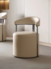 简约现代茶桌客人椅不锈钢设计师凳子梳妆台靠背椅休闲吧台椅