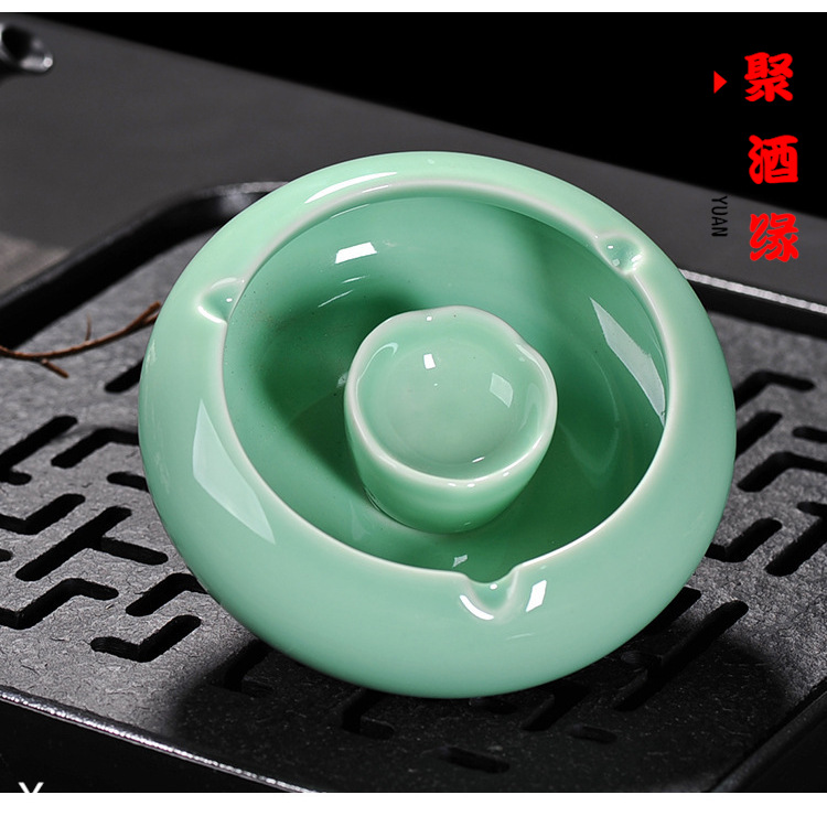大号青瓷陶瓷烟灰缸现代时尚办公室客厅家用防风灭烟缸可logo印制